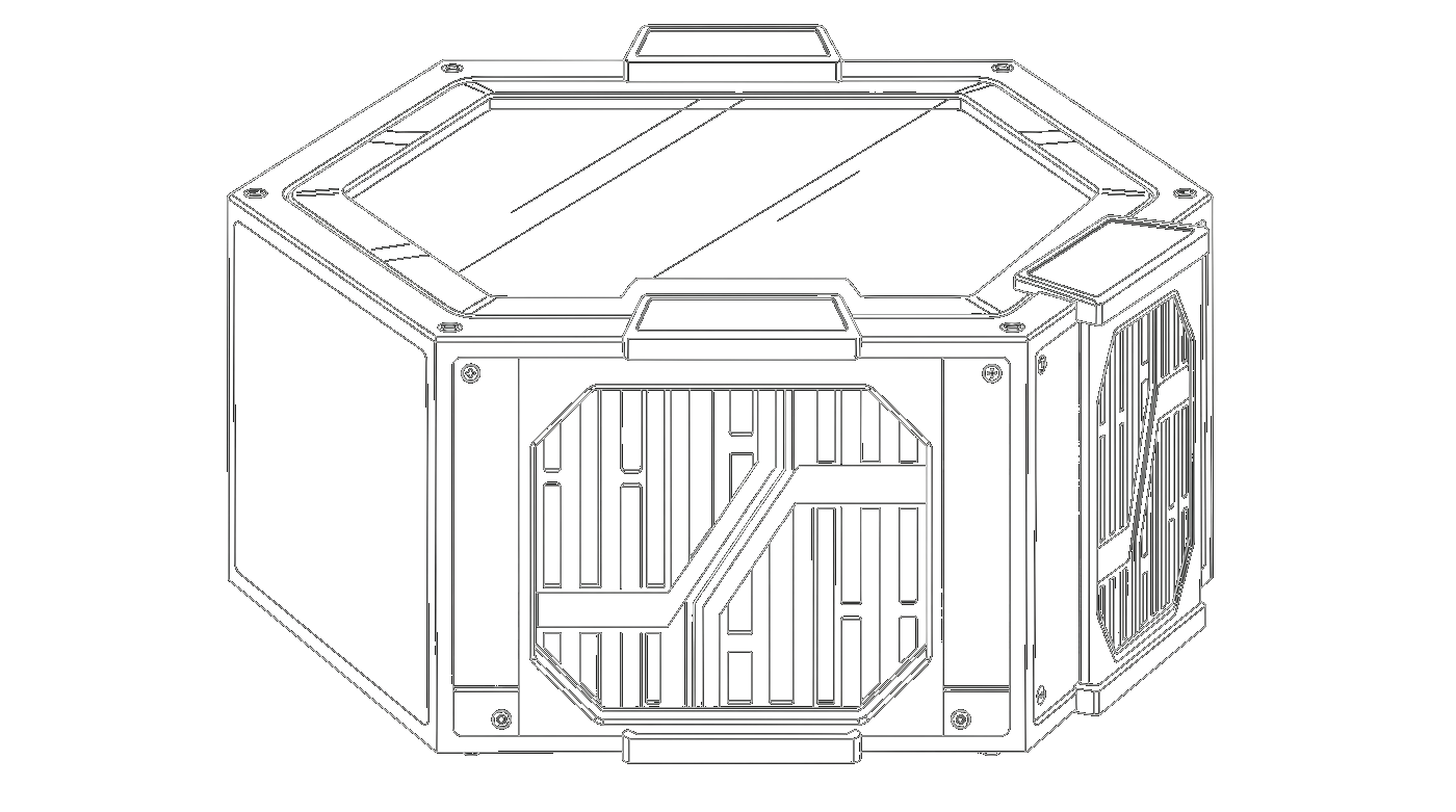 HEX container isometric technical drawing